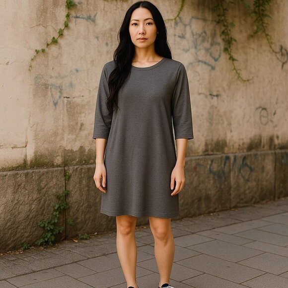 J Jill Womens Medium Gray Long Sleeve Pockets Lace Up Back Knit Dress Size M - Picture 1 of 10